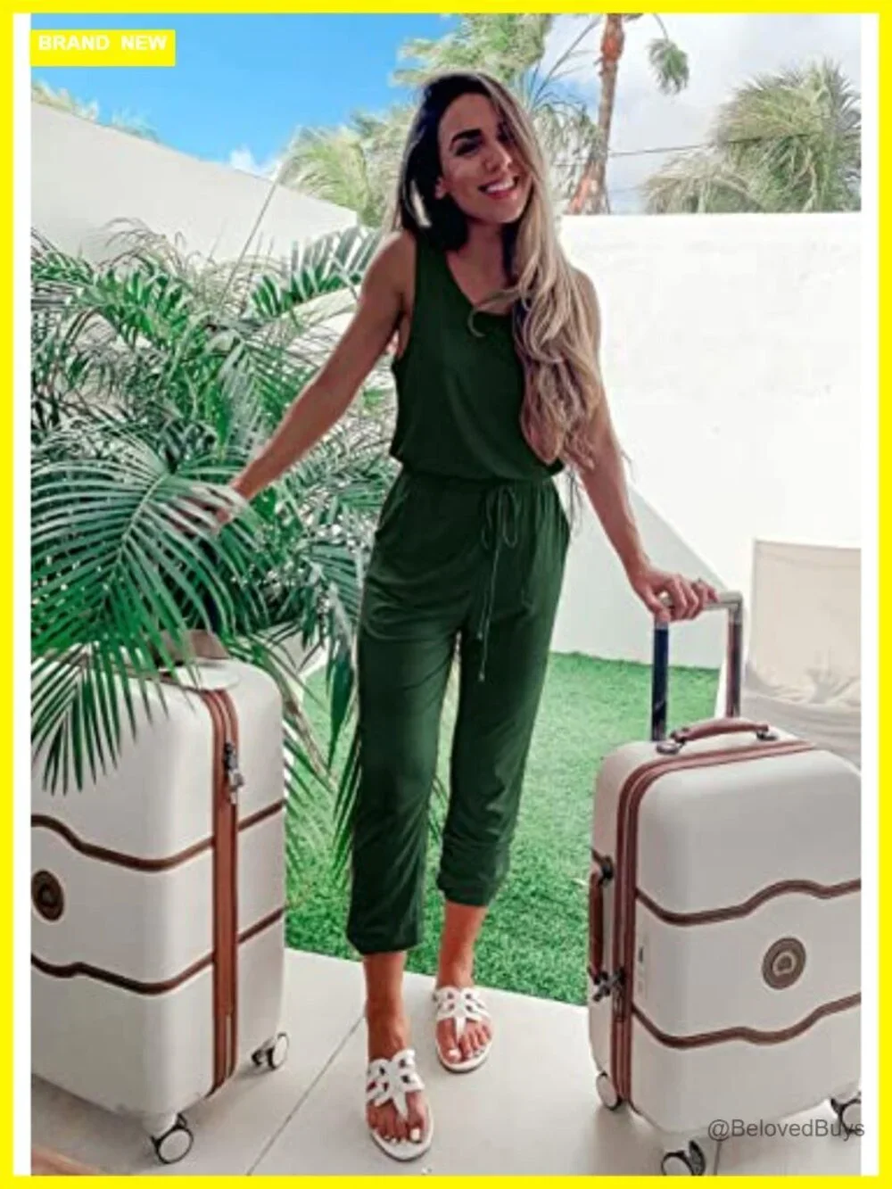 Two Piece Lounge Set Sleeveless Tank Top Jogger Pants Matching Travel Outfit